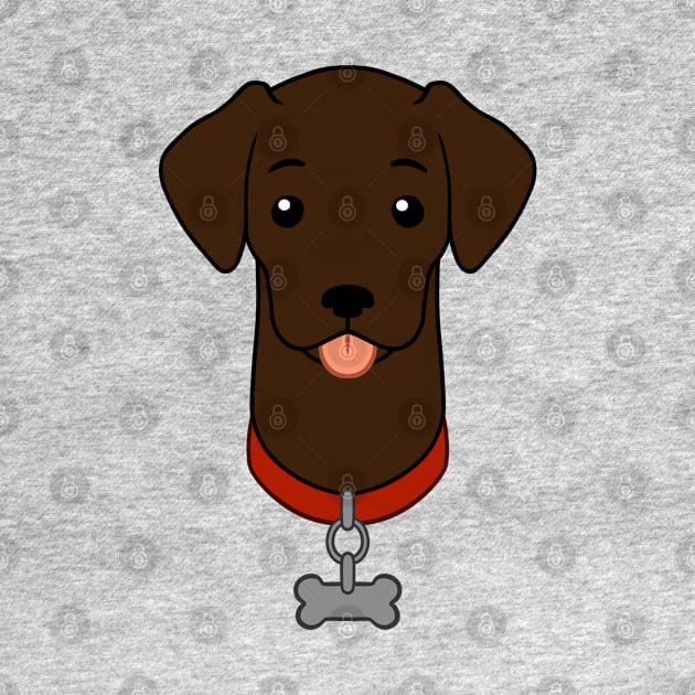 Cartoon Illustrated Chocolate Labrador Retriever With Dog Bone Collar by RosemaryRabbit